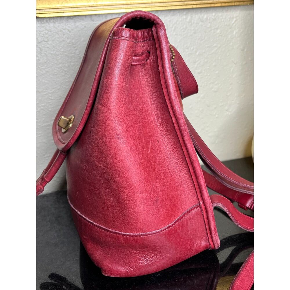 Coach Red Leather Mini Backpack #9960 Kiss Lock Closure with Drawstring - Picture 7 of 11